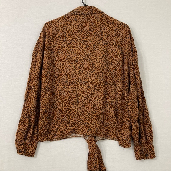 INC International Concepts Leopard Print Soft Tie Front Button Down XL - Picture 8 of 9